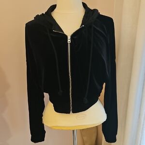 H&M Black Velvet Hoodie Jacket